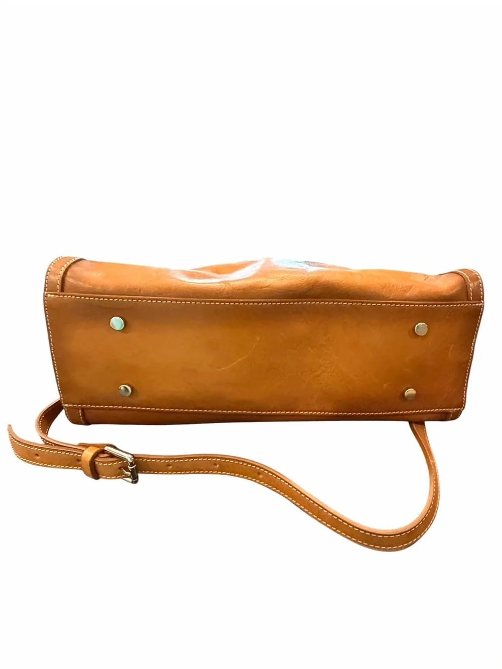 Cavalcanti Italian Satchel Shoulder Bag Cognac Brown Burnished Leather Western